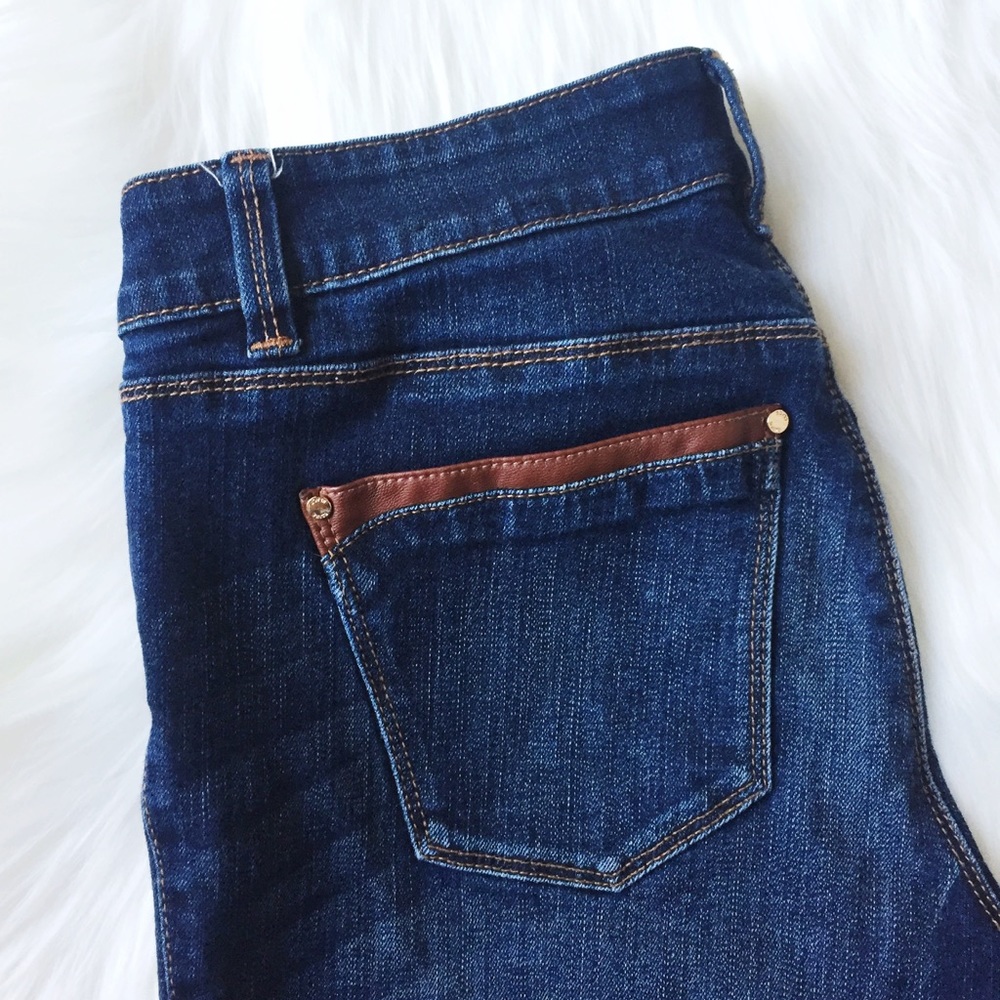 WHBM Skinny Jeans with Leather Detail. - Picture 4 of 8